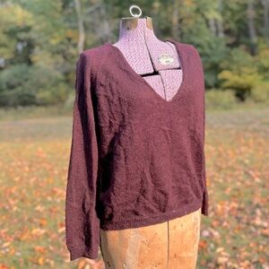 Isabel Marant Etoile Mohair Blend Relaxed Sweater with V neck 3/4 sleeves Sz 1